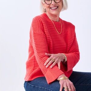 Alice Crochet Crewneck cotton in papaya